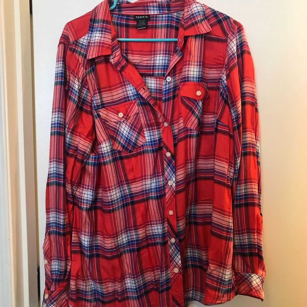 Red Plaid Button Down - image 1